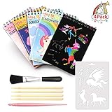 Unicorn Scratch & Sketch Art Activity Kit - Unicorn Scratch Books 4 Pack with Scratch Tools...