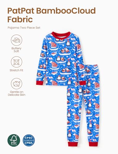Image of PATPAT Toddler & Kids Pajama Sets with Bamboo Viscose, Snug Fit Pjs for Girls, All-Season Comfort Sleepwear, Ages 2-12 Years