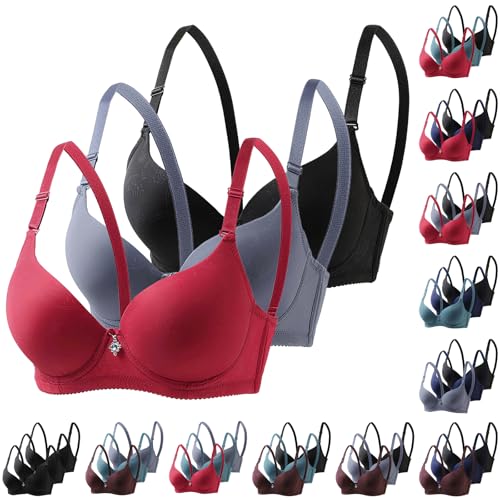 XCXC 3er Pack Damen BHS mit Bügel Klassischer-BH Frauen Bequemer Push Up BH Täglicher Büstenhalter mit Verstellbaren Trägern Formender Balconette Bustier Unterstützender für Alltag und Freizeit