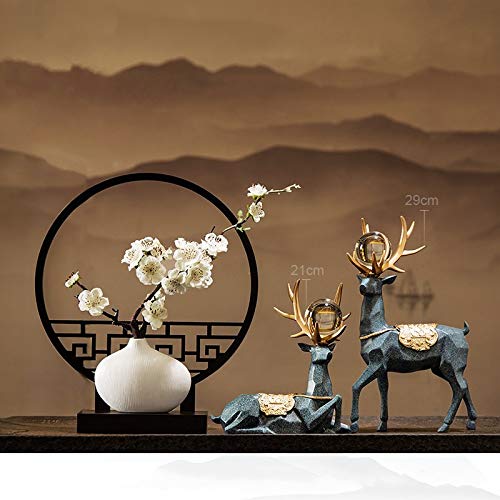 Kjsdzh New Chinese Style Ancient Chinese Style Zen Decoration Is Suitable For Furniture Tv Cabinet Wine Cabinet Tea Table Porch Home Decoration, Half Screen Court + Lamei Baiqing Linglu