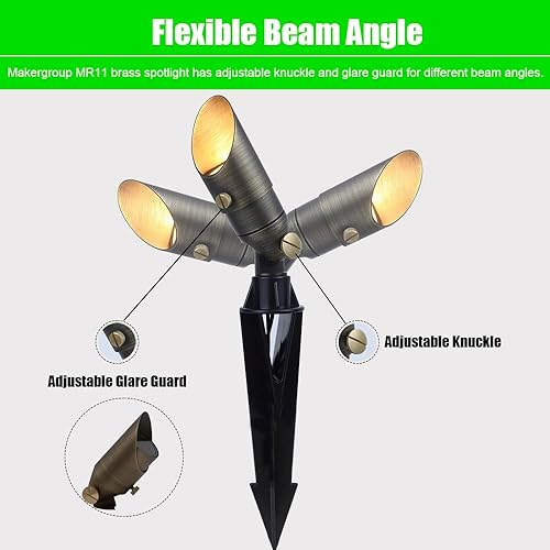 Miniatura 5 de Luz de paisaje de latón que cambia de color, mini foco de bajo voltaje de 12 V, 16 colores RGB+blanco cálido 3W MR11 bombilla LED con control