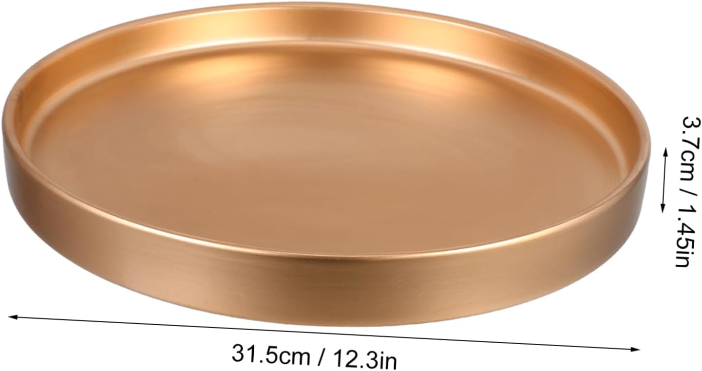 Gold Ceramic Plant Pot Saucer Round Tray for Flower Pots Efficient Water Collection Drainage Decor