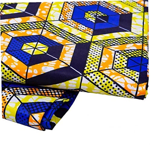Tissu africain 6 yards motif géométrique impression cire polyester couture patchwork artisanat - 6