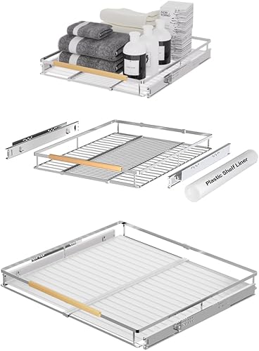Cajón extraíble grande y extensible, organizador de gabinete de canasta deslizante resistente para cocina, debajo del fregadero, baño, armario, 17 a