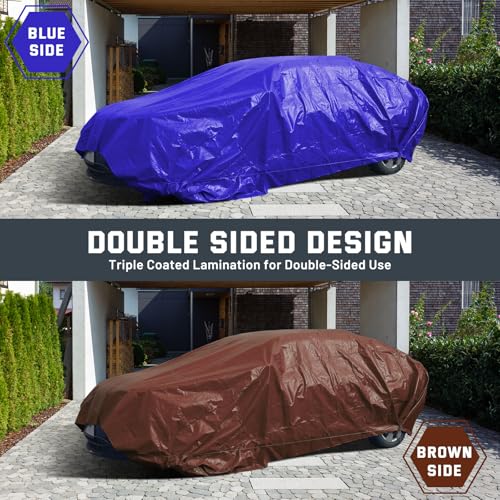 Image of Kesfitt Tarp Heavy Duty Waterproof 8x10FT,16 Mil Thick Tarps Tear&Fade Resistant,UV Resistant,Poly Tarp Cover with Grommets and Reinforced Edges for Outdoor Camping Pools Boat