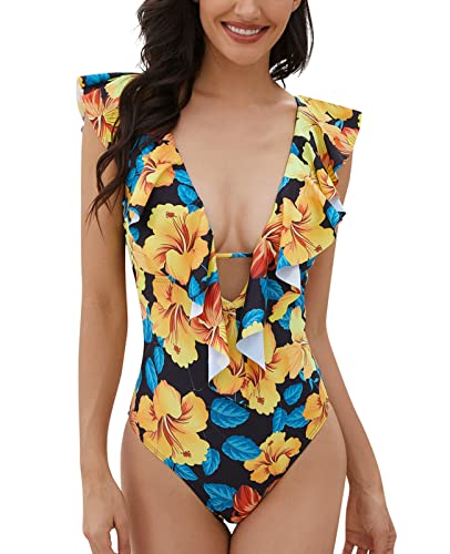 heekpek Traje de Baño de Una Pieza Sexy Bikini Mujer Trajes de Baña Bikini Conjuntos Brasileño Mujer Playa Ropa de Baño Sexy Bañador de Baño Ruffle Conjunto de Bikini de Playa Bañador