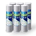 High Capacity Coconut Shell Carbon Block Water Filter 5 Micron Cartridge 4.5" x 20" for Universal Whole House System WELL-MATCHED with CB-45-2005, FC25B, FLTWH2045C02 and PRL-RCL (6 Pack)