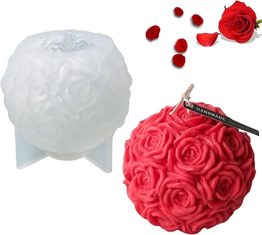 3D Big Round Rose Ball Silicone Mould for Candle Making Flower Bouquet Mold Valentine's Day Resin Casting Molds for DIY Bath Bomb Soap Polymer Clay Wax Chocolate Floral Moulds-image-48