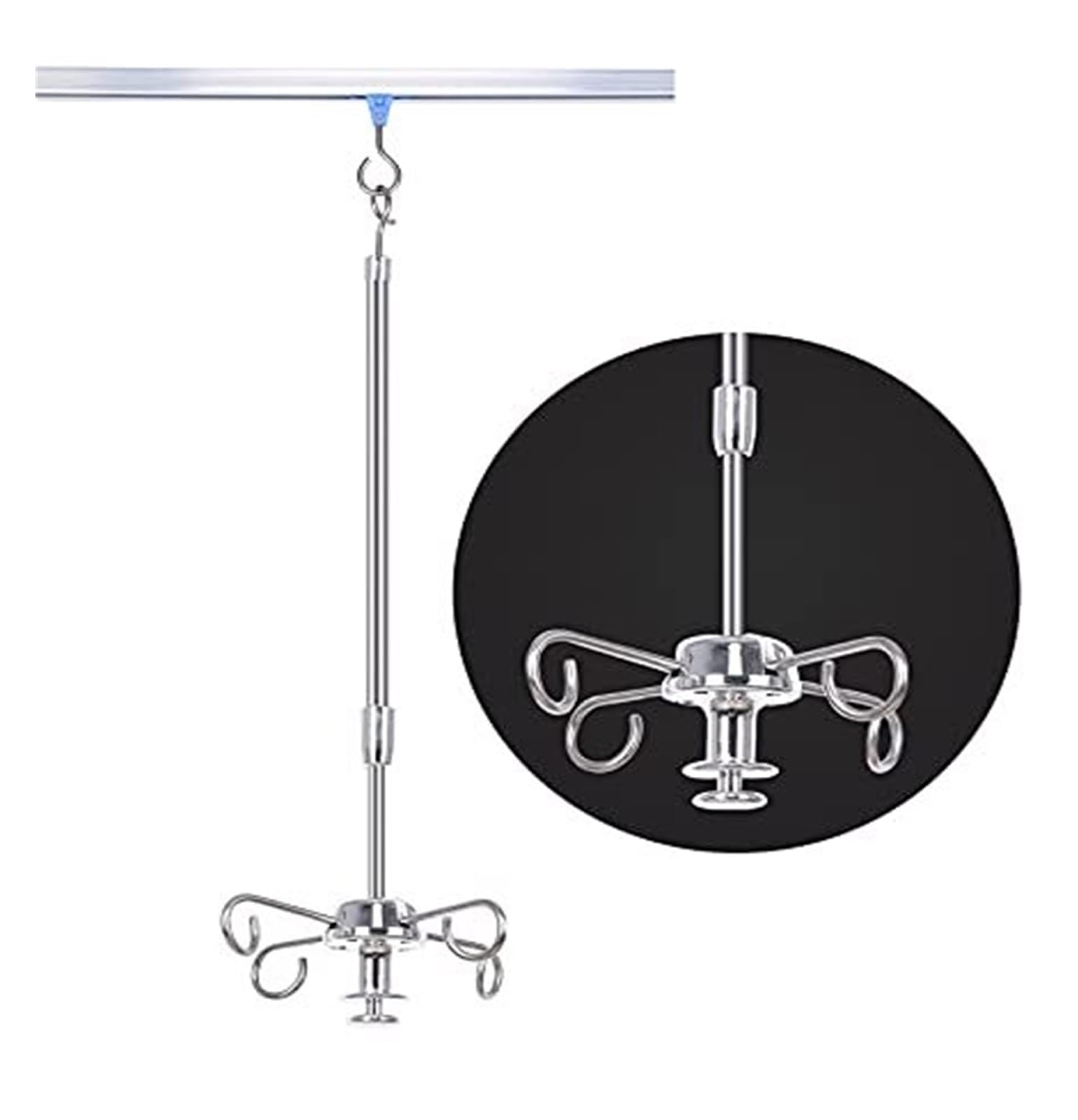 Supporto per gocciolamento IV con altezza regolabile, palo rotante IV per cliniche e case di cura, silenzioso, attrezzatura antigoccia IV con puleggia (100-150 cm) - durevole e stabile