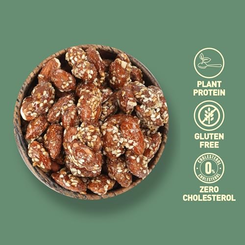 Image of Nourish Organics Honey Roasted Almonds 100gm Pack of 1 Sweet and Nutty Snack| Healthy and Nutrient Rich | No Refined Sugar | Clean Label