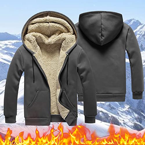 Mens Hoodies Zip up Jacket Fleece Lined Solid Color Sweatshirts Lightweight Casual Comfortable Hooded Sweatshirts3