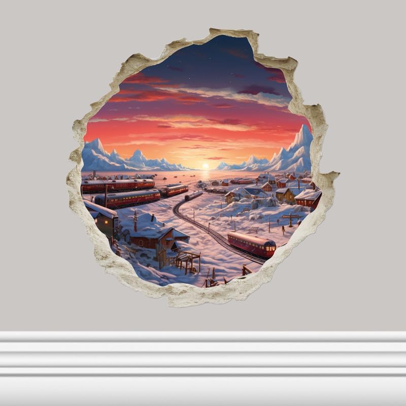 Adhesivo de pared con agujero en 3D, diseño de agujero norte, para habitación de niños, aula, hogar, dormitorio, sala de estar, estantería, tamaño