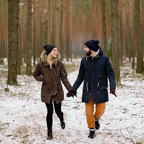 Image of ZOORON 1&2 Packs Beanie for Men Women Men's Beanie Hat Acrylic Knit Cuff Beanie Cap Slouchy Knit Skull Cap Warm Winter hat