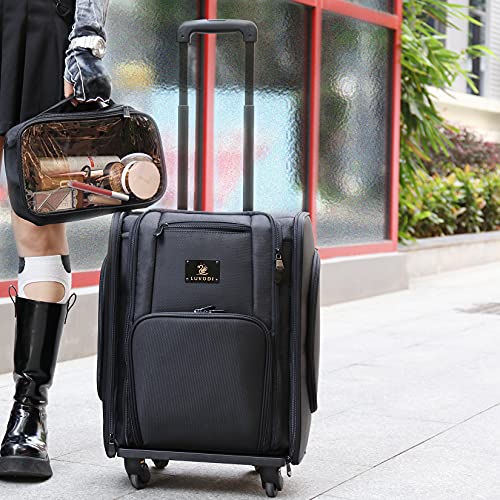 LUVODI Kosmetikkoffer aus Nylon, tragbar, mit Pinselhalter, transparent – Bild 7