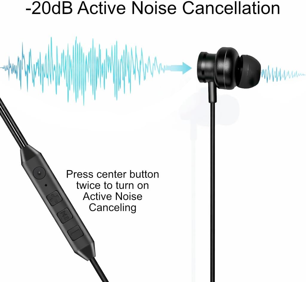 Active Noise Canceling Earbuds Wired, USB-C, ANC Earbuds, Zero Latency Earbuds, Black IPX4 Sweatproof & Water-Resistant Gaming Earphones - iPhone 17/16/15, Samsung S24, Steam Deck, PC, Laptop image 3