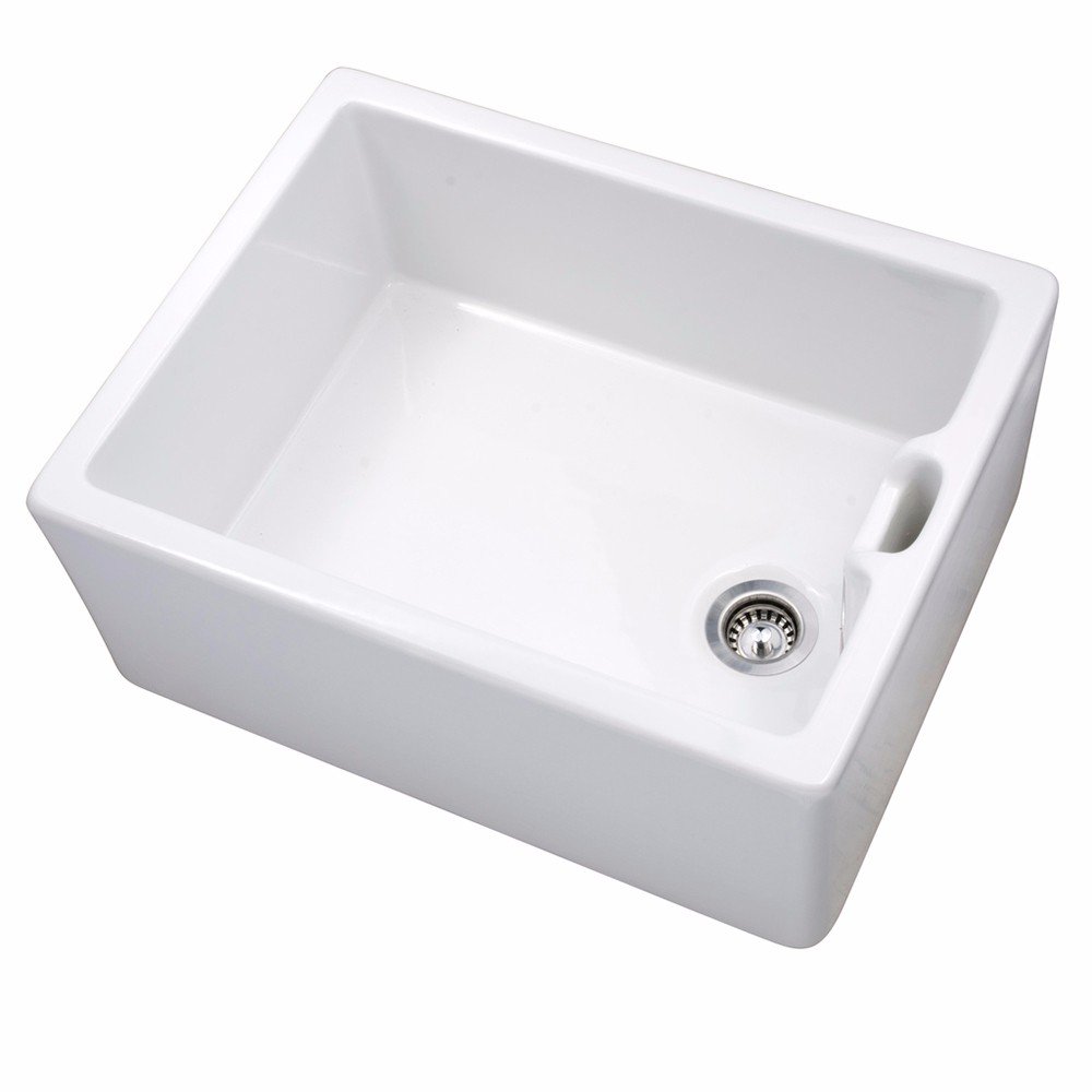 Astini White Belfast 100 1.0 Bowl Ceramic Kitchen Sink & Strainer Waste