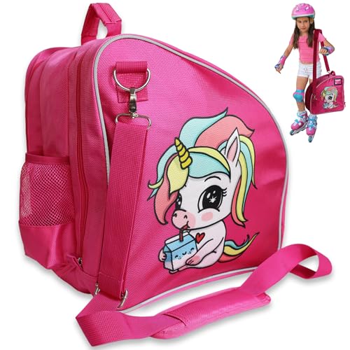 Bolsa para Patines Niña | Patines 4 Ruedas y en Línea | Mochila para Guardar y Transportar los Patines facilmente Resistente y Ajustable | Espaciosa y Transpirable | Diseño Colorido y Reflectante