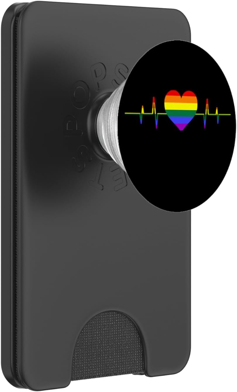 LGBT heartbeat LGBTG rainbow heartbeat PopSockets PopWallet for MagSafe