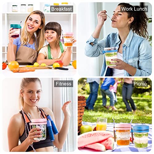 Overnight Oats Containers With Lids And Spoon, 4 Pack Mason Jars, 16 Oz Glass Container To Go For Chia Pudding Yogurt Salad Cereal Meal Prep #TOP5