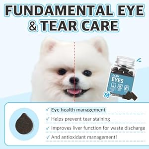   Eyes-Supplement-for-Dogs-and-Puppy--Tear-Stain-Remover-Vision-Support-with-Lutein-Omega-3-Milk-Thistle-Duck-Flavored-Soft-Chews-82-oz-80g-70-Brown