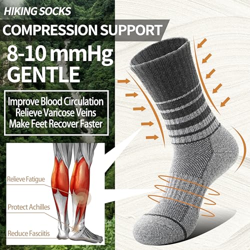 Image of Anlisim Merino Wool Hiking Running Socks for Women, Boot Work Crew Socks