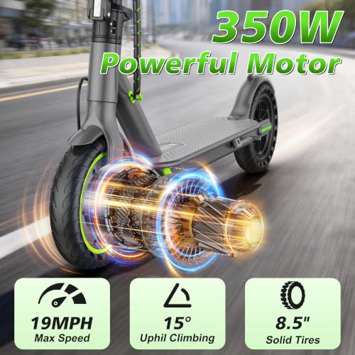 Image of Electric Scooter,350 /500W Powerful Motor,15-28 Miles Long Range,Dual Braking System,19 /22 Mph Speed,8.5 /10 inch Foldable E Scooter with Solid Tires