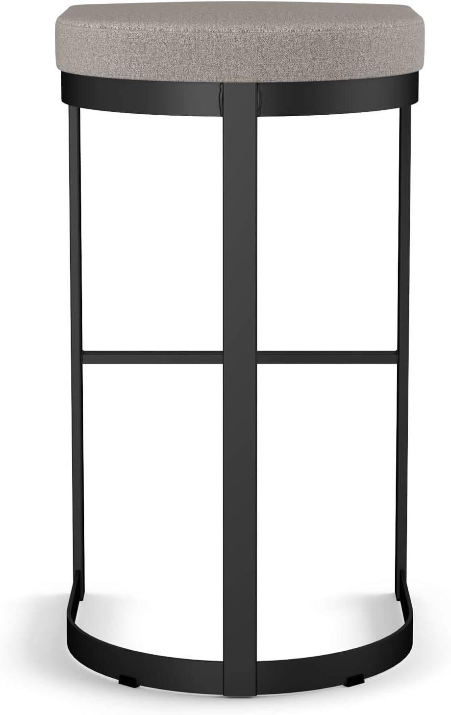 Amisco Lester 30 in. Bar Stool - Grey and Beige Polyurethane/Black Metal