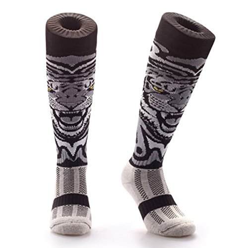 Calcetines hasta la rodilla unisex, diseños originales y divertidos, de la marca Samson Hosiery®, color White Tiger, tamaño L 