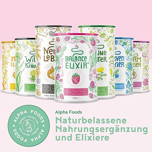 Balance Elixier - Mönchspfeffer (agnus castus), Yamswurzel, Myo Inositol & Vitamin B6 zur Regulation der Hormontätigkeit - Ergänzungsmittel für Frauen - Vanille-Himbeer Geschmack - 300g - 50 Portionen