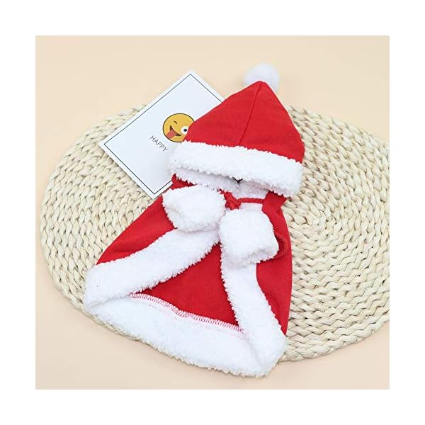 Zhenpony christmas cat dog costume pet cape, cat cloak with xmas hat, soft and thick red velvet apparel for cats and puppy, funny christmas pet dress up - image 5