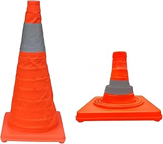TOPROAD 28' inch Collapsible Traffic Safety Cones, 2 Pack Multi Purpose Orange Cones, Parking Cones with Reflective Collars for Road Parking, Driving Practice