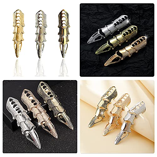 Abjfje Punk Rock Armor Knuckle Joint Full Finger Double Loop Ring Gothic Activity Rings Halloween Cosplay Costume Accessories Jewelry For Men Women (Antique Gold) #TOP5