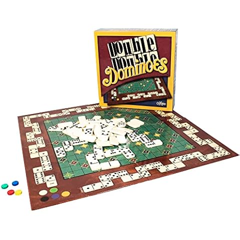 Calliope Games Double Double Dominoes - Mexican Train Domino Board Game With a Twist - Family Game For Game Night -2-4 Players Cover