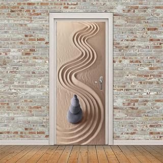 PSSR Autocollants de porte 3D Vinyle Porte murale Pelage et bâton Papier peint Pierres de plageAutocollants Portes intérieures Décoration intérieure 85x215cm