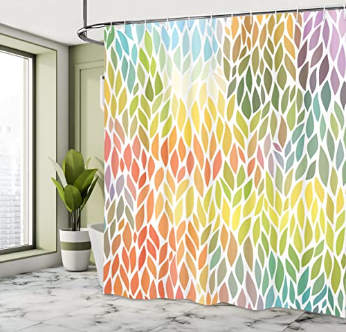 ABAKUHAUS Leaves Shower Curtain, Funky Floral Pattern in the Colors of All Seasons Refreshing Environment Ecology - Image 4
