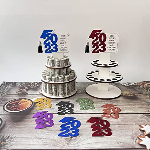 Graduation Gift Money Holder Tower 2023 Wood New Tiered Graduation Greeting Money Card Holders, Unique Money Holder Cash Gift Ideas For Graduation Party Supplies (Blue) #TOP29