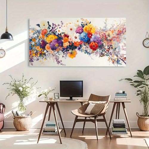 Tableau abstrait floral sur toile de salon design moderne - 2