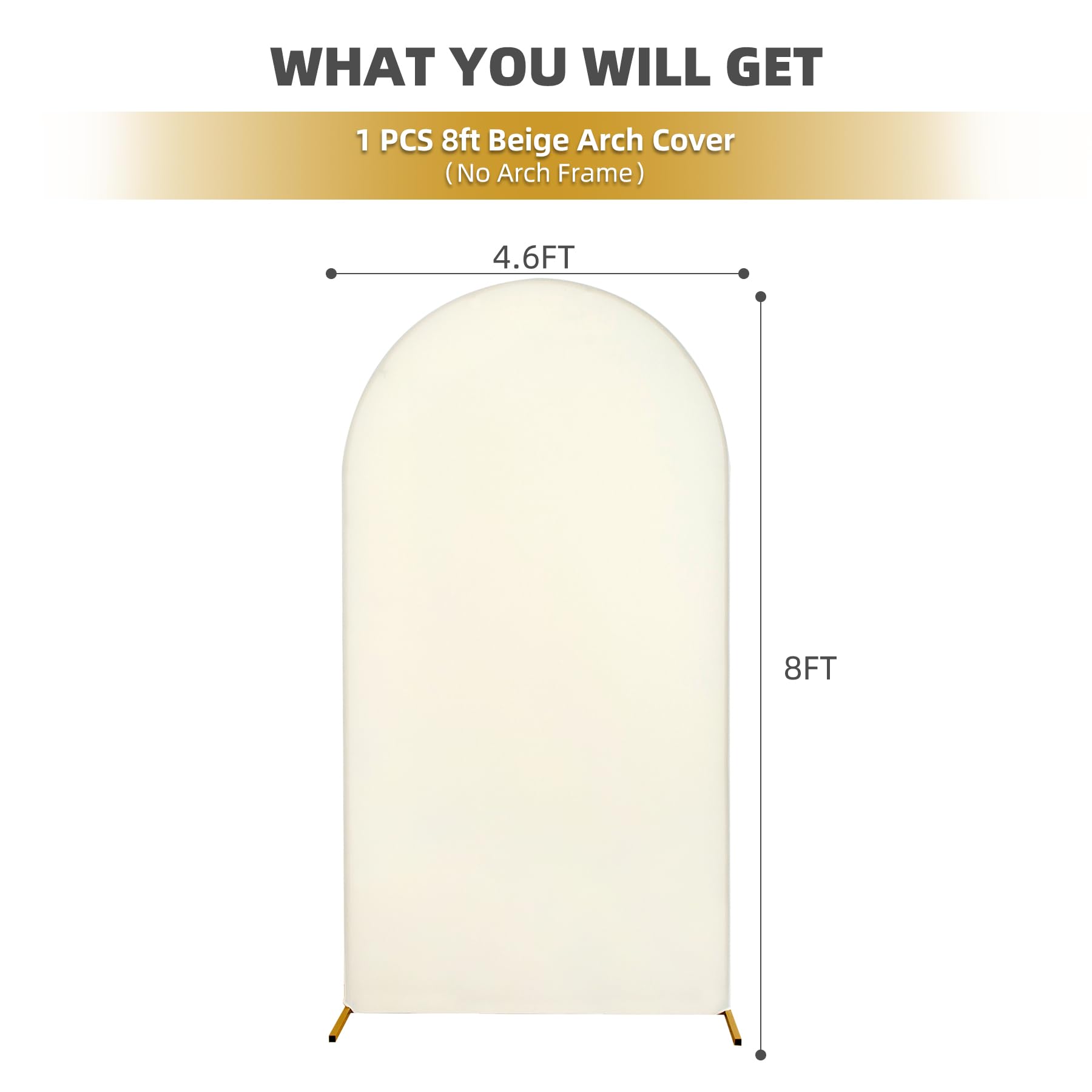 Toile de fond beige de 2,4 m pour support de 8 arches, housse d'arche de mariage extensible sans plis, couverture d'arche de mariage, toile de fond ronde pour photo d'anniversaire, fête prénatale
