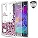 Galaxy Note 4 Phone Case with Tempered Glass Screen Protector [2 Pack] for Girls Women,LeYi Shiny Glitter Moving Quicksand Liquid Clear TPU Protective Cover Case for Samsung Galaxy Note 4 ZX Rose Gold