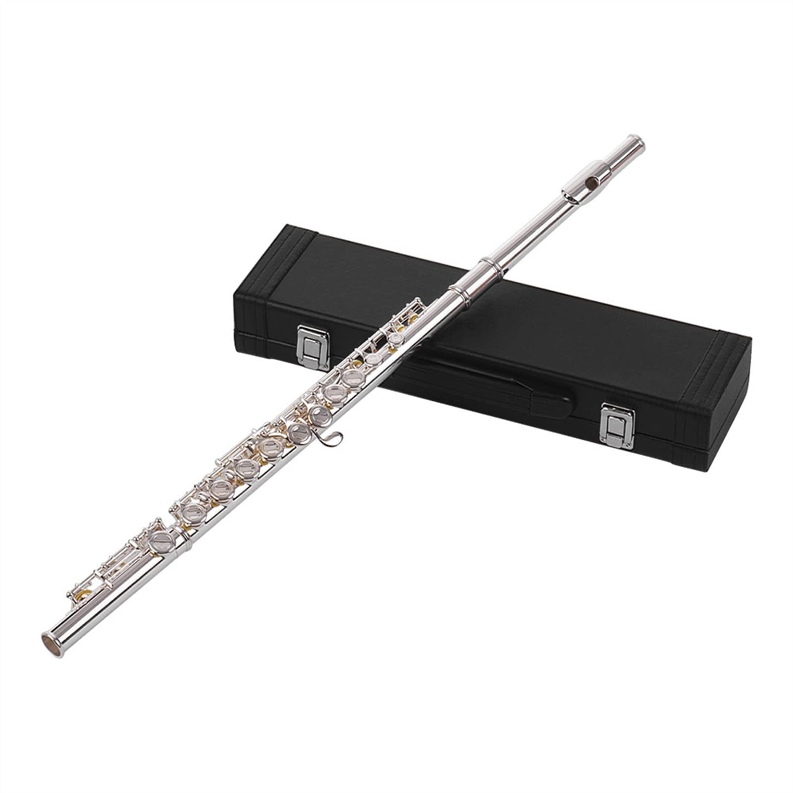 ZUZU Concierto Flauta C Llave Flauta Cuproníquel Plateado 16 Agujeros Cerrados con Estuche Destornillador Instrumentos De Viento Kit Flauta