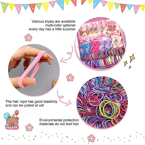 Image of Shining Diva Fashion 74-1220 Pcs Colorful Hair Bands, Hairpins, Ponytail Holders, Flower Clips, BB Clips, Bamboo Knots, Hair Extensions, Headbands for Girls Kids Baby Toddlers | A Box of Multipurpose Girls Hair Accessories Set | Birthday Gift for Girls