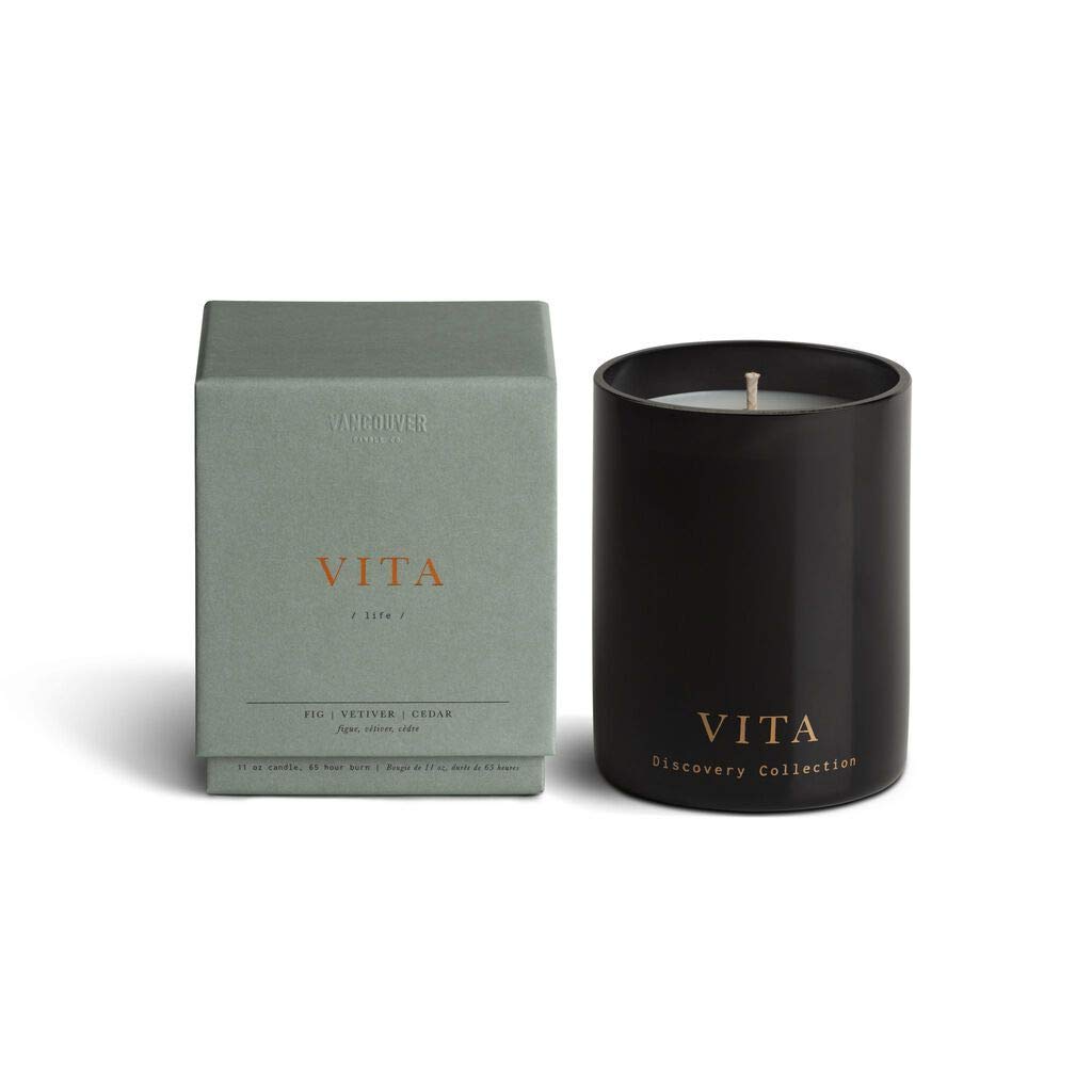 Vancouver Candle Co. Vita Discovery Candle – Non-Toxic Soy Wax Aromatherapy Candle – Handmade with Natural Essential Oil – Strong Scented, Long Lasting 10 Ounce Jar Candle with Gift Box