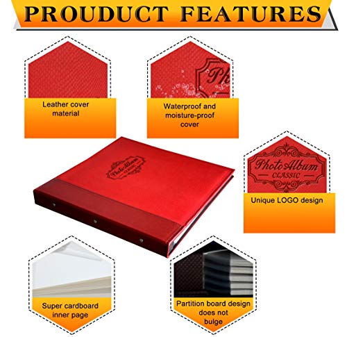 ZOVIEW ART Fotoalbum für Fotos der Größe 3 x 5, 4 x 6, 5 x 7, 6 x 8, 8 x 10, Ledereinband, magnetische selbstklebende… – Bild 5