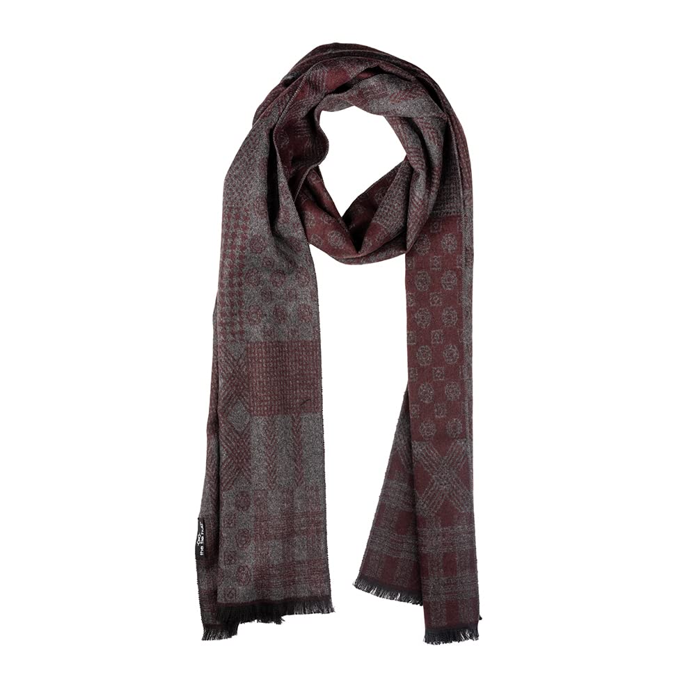 the tie hub Geometric Printed Maroon Wool Scarf for Men – Soft & Warm Winter Wrap, Elegant Formal & Casual Wear-picture-11