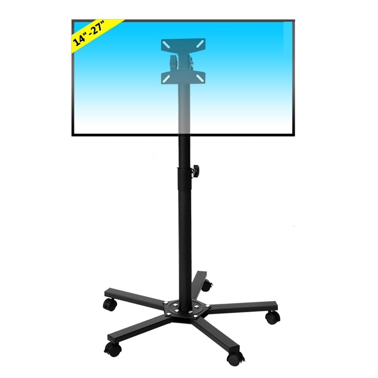 Supporto da Pavimento Universale Girevole A 360° per TV - Supporto TV con Ruote E Regolazione Dell'Angolazione, Carrello Mobile per TV per Schermi da 14 A 27 Pollici