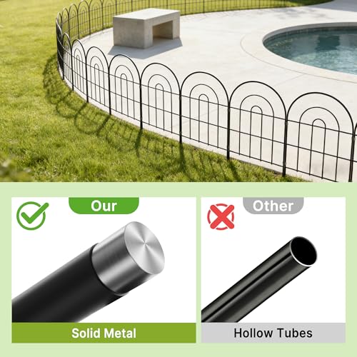 Thealyn Dekoratives Gartenzaun 61cm H x 33cm B (10 Panele, Gesamtlänge 3,3m) Metallzaun ohne Graben für Außenbereich, Grenzzaun, Hundezäune für Blumenbeete, Garten, Tierbarriere, Bogen-Innennetz