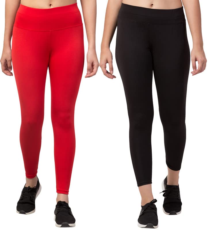 Image of BLUECON Gym wear Leggings Ankle Length Workout Pants | Stretchable Tights | Mid Waist Sports Fitness Yoga Track Pants for Girls & Women (Pack of 2)