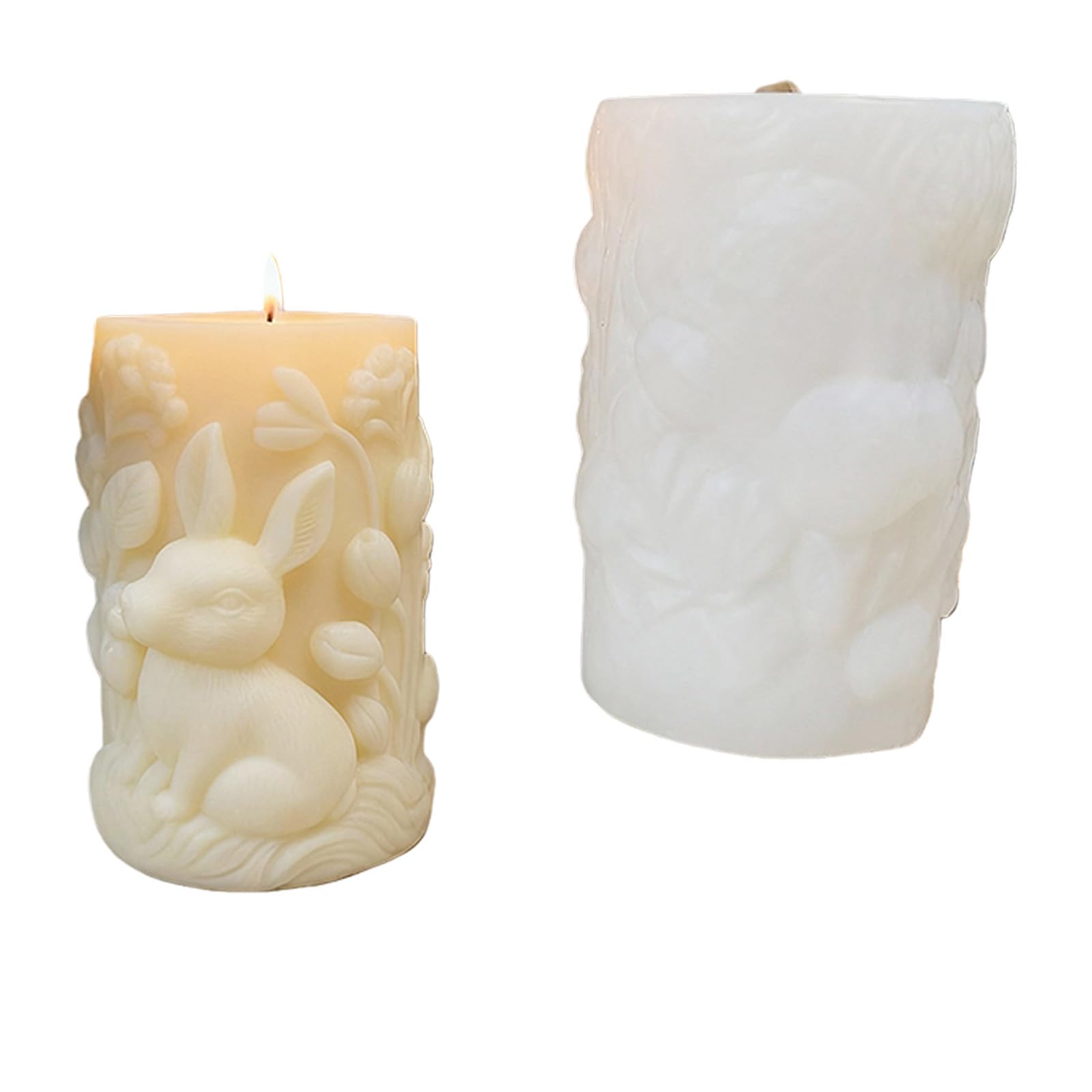 Osniyaw D Rabbit Embosse Cylinder Silicone Moul For Easter Candles, Silicone Moul, Heat Resistant For Epoxy Resin Candle Soap Making, Beginners Family Scente Soap
