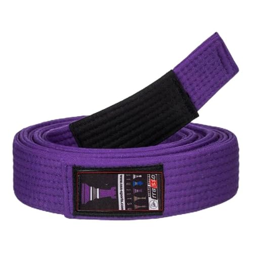 BJJ OSS Combat Sports Belt - IBJJF Approved Brazilian Jiu-Jitsu Belt for Adults 100% Cotton Competition Ready Belts Durable and Lightweight Design - BJJ Gi A2, A3 (Purple, A2)