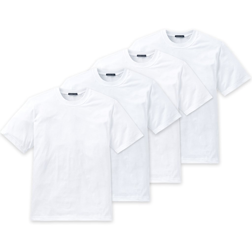 Schiesser Herren American T-Shirt Rundhals - 008150-4er Spar-Pack (XL (Gr.7), 4 X Weiß)